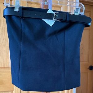 Zara Black Strapless Belted Crop Top